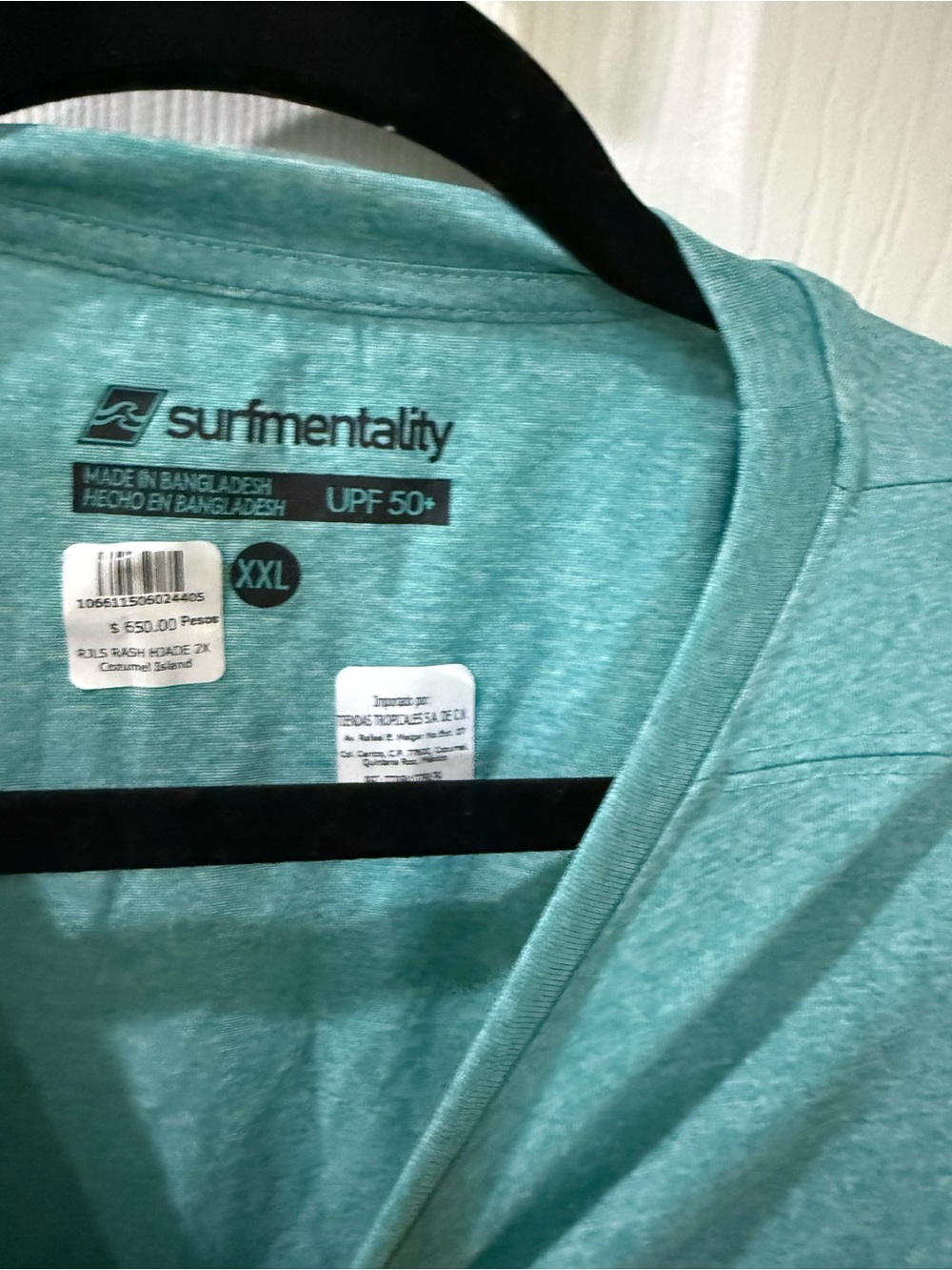 Ron Jon Surfmentality Teal V-Neck Long Sleeve Shirt - Picture 3 of 3